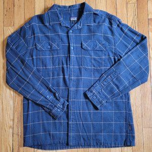 Patagonia Men's Long-Sleeved Fjord Flannel Shirt - Blue - Large